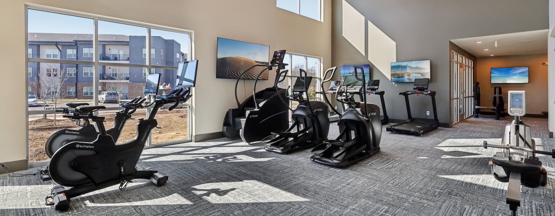 a gym with exercise equipment