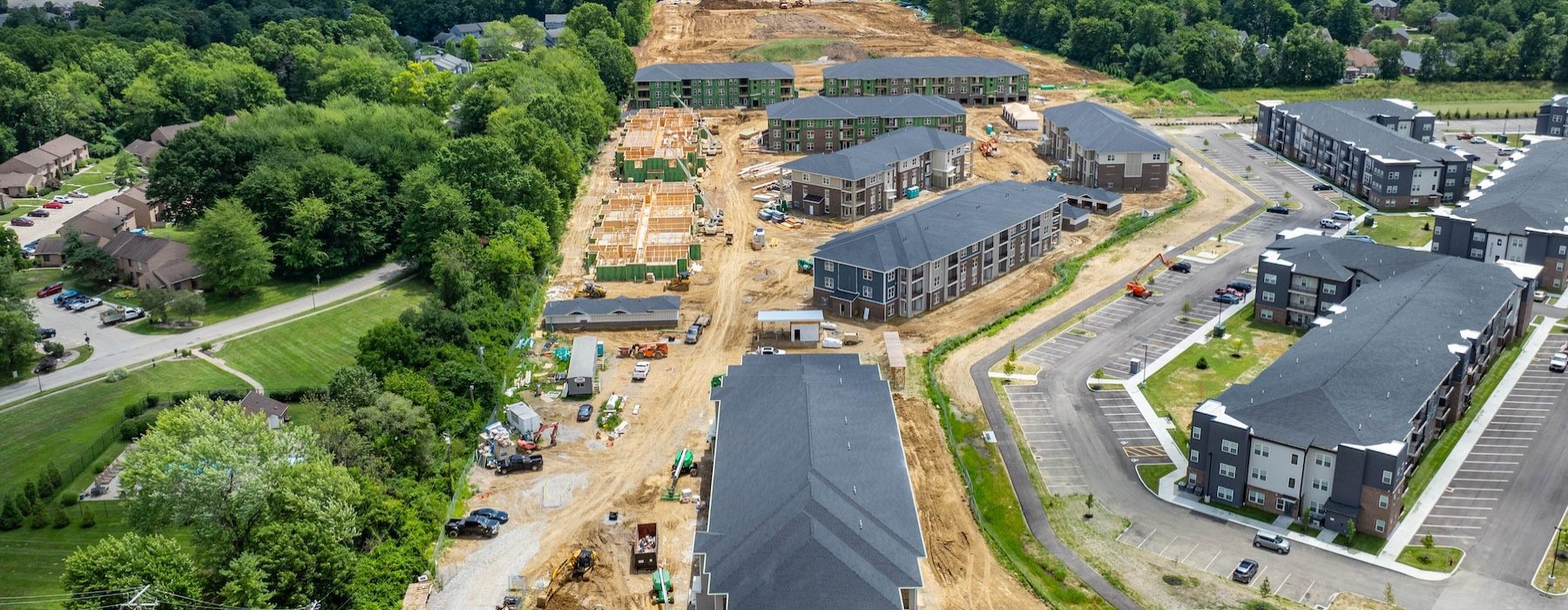 an aerial view of a large building