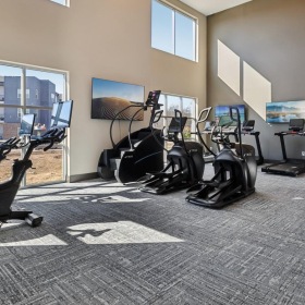 a gym with exercise equipment